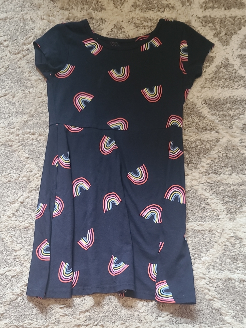 10 for $25 - George Girls XS (4-5) Blue Cotton Dress with Rainbows